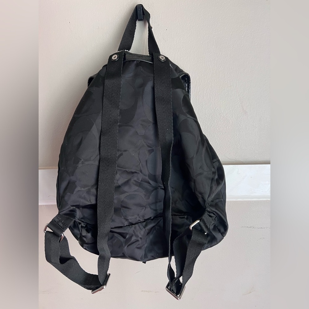 Coach Rucksack EC-22300 Black Signature F77350 Good Condition Canvas Leather - Picture 6 of 13